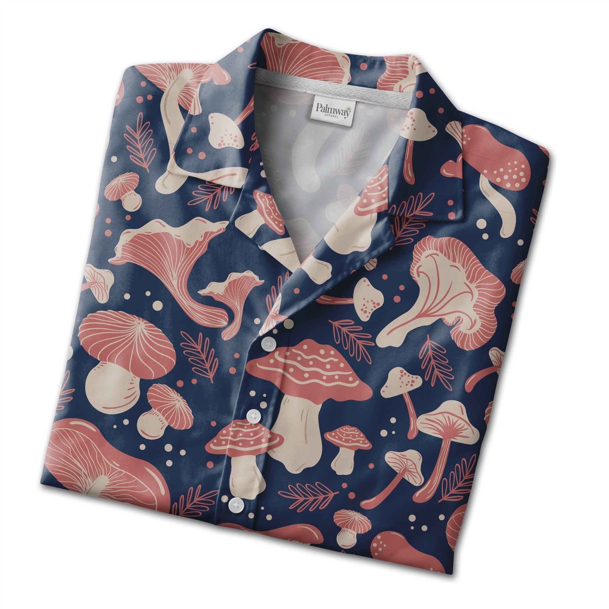 Retro Folk Art Botanical Mushroom Hawaiian Shirt with Berries