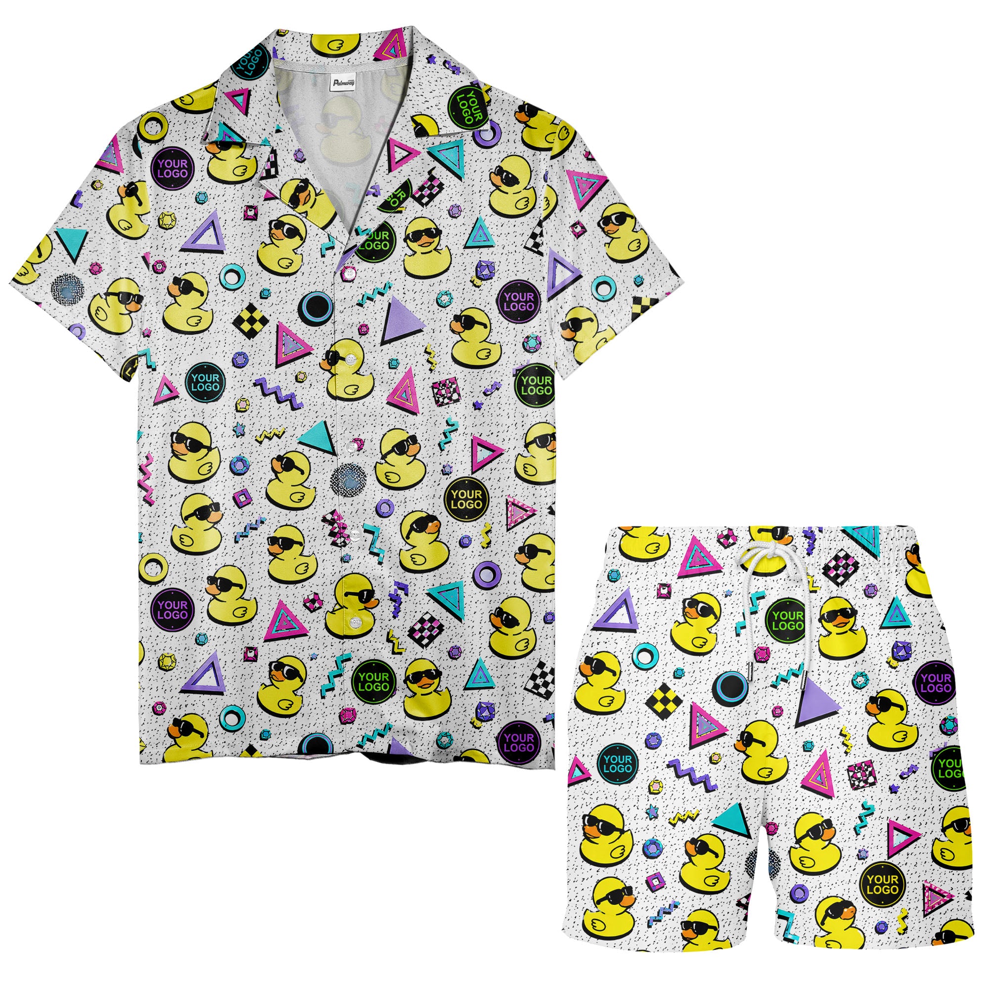 retro rubber ducks & geometric 80s blocks hawaiian shirt