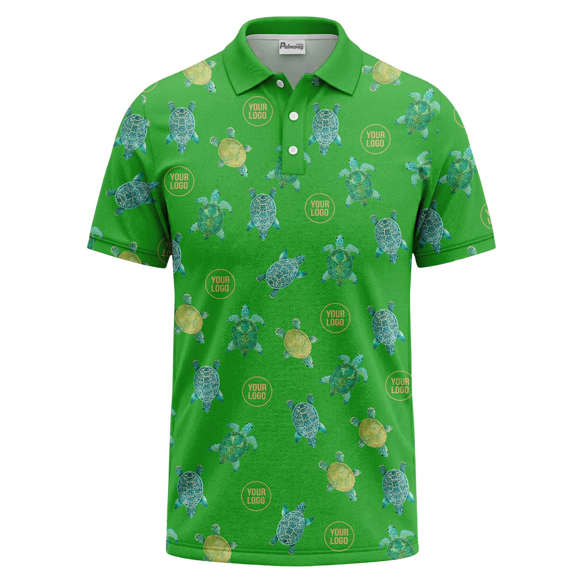 sea turtle repeat black teal golf polo shirt for men