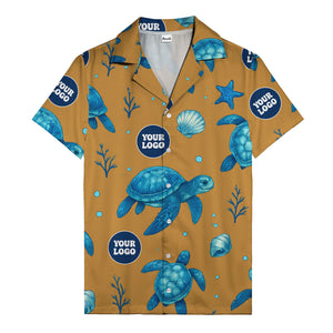 sea turtles & coral seashells aloha navy hawaiian shirt