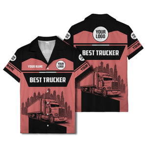 semi-truck cityscape hawaiian shirt for road-warrior professionals