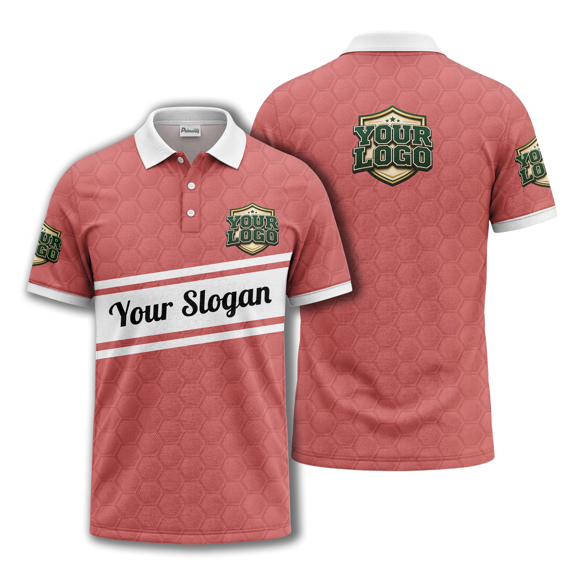 shield logo stars hexagon pattern polo shirt for men