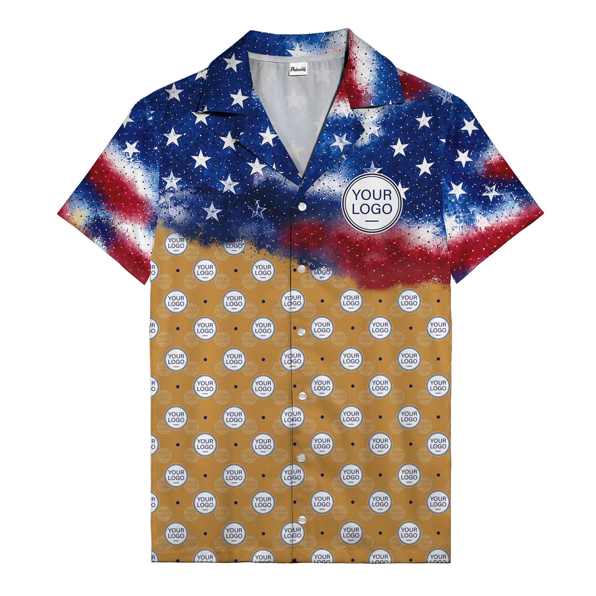 stars & stripes american flag custom logo patriotic hawaiian shirt
