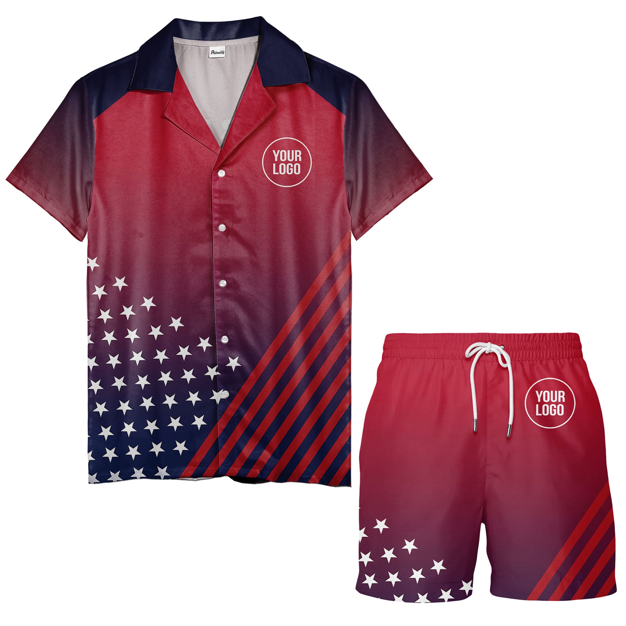 stars & stripes diagonal american flag hawaiian shirt for men
