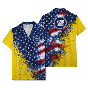 stars & stripes watercolor splash patriotic hawaiian shirt