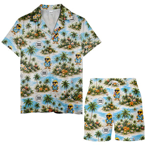 sunglasses ducks & palm trees beach scene hawaiian shirt for men