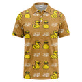 sunglasses rubber duck repeat pattern black yellow fun cartoon golf polo shirt
