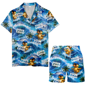 surfing rubber ducks & cruise ships cartoon hawaiian shirt for men