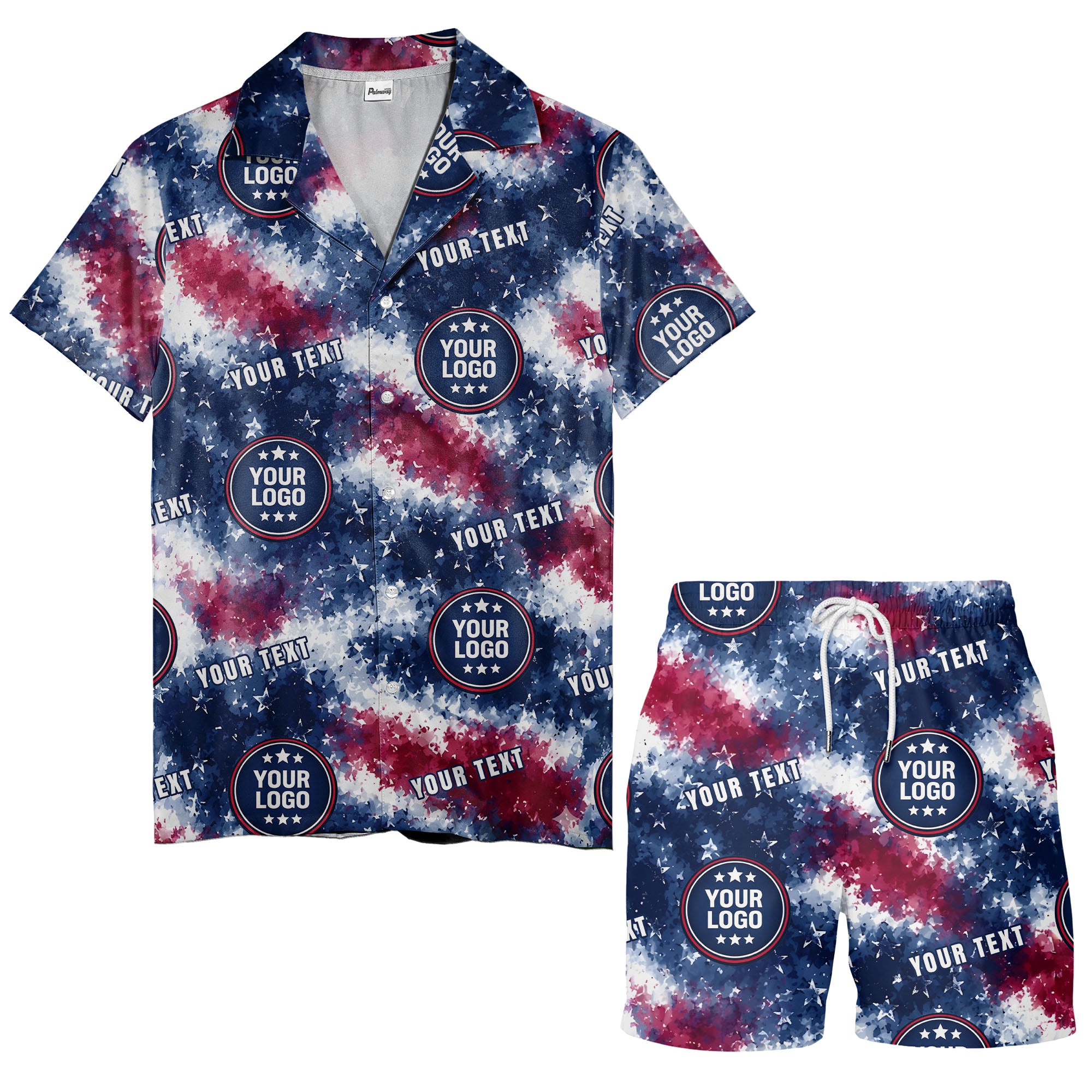 tie-dye stars & flag custom logo patriotic hawaiian shirt for men