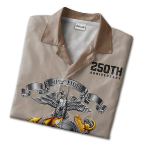 USMC Anniversary Hawaiian Shirt - Eagle Globe Anchor Marine Corps Digital Camo
