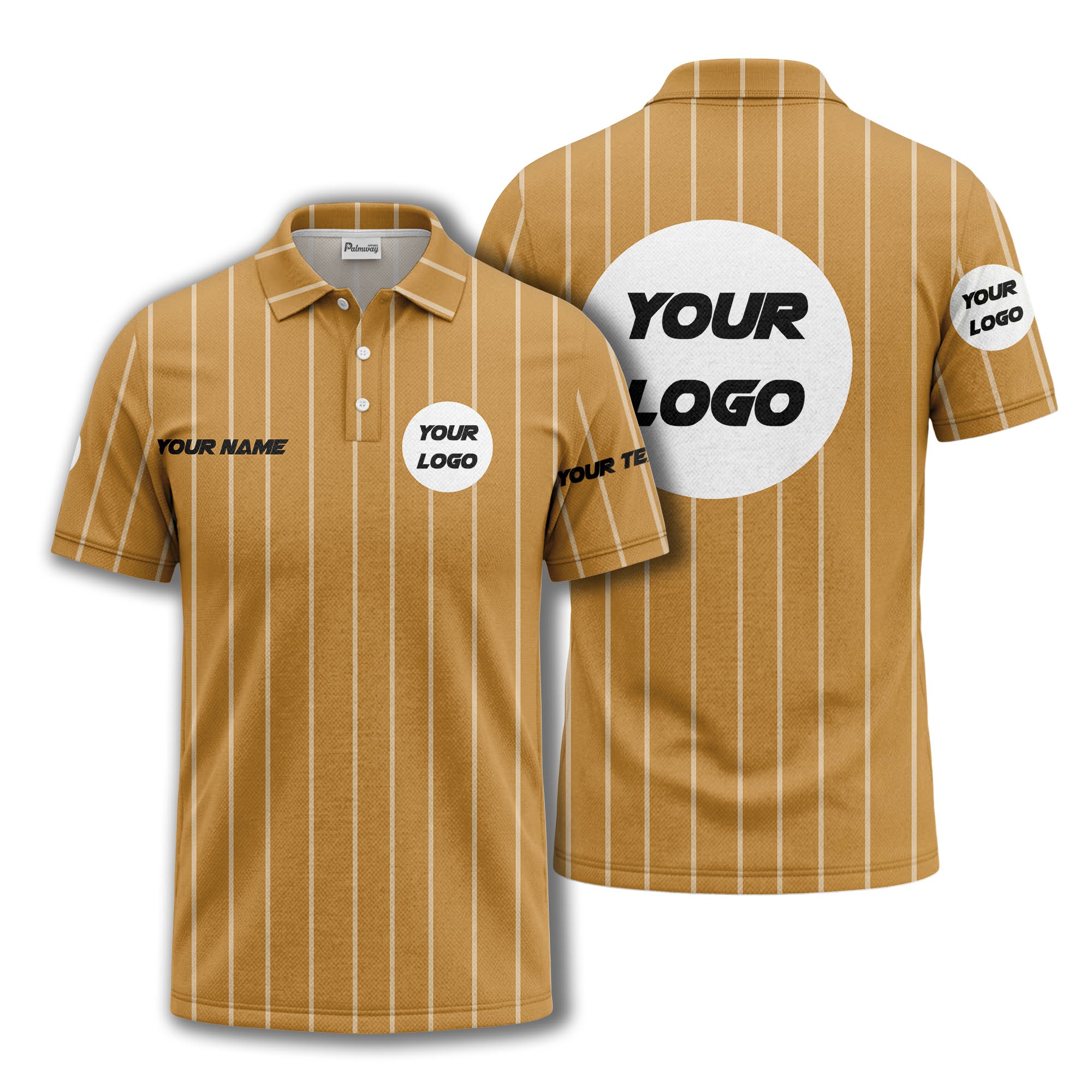 vertical pinstripe custom logo personalized text polo shirt