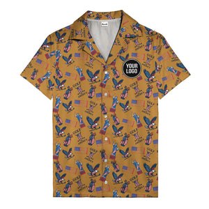 vintage 50s bald eagles & statue of liberty golf hawaiian shirt