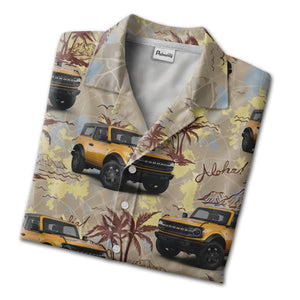 Vintage Bronco Off-Roader & Palm Wave Tropical Hawaiian Shirt For Men