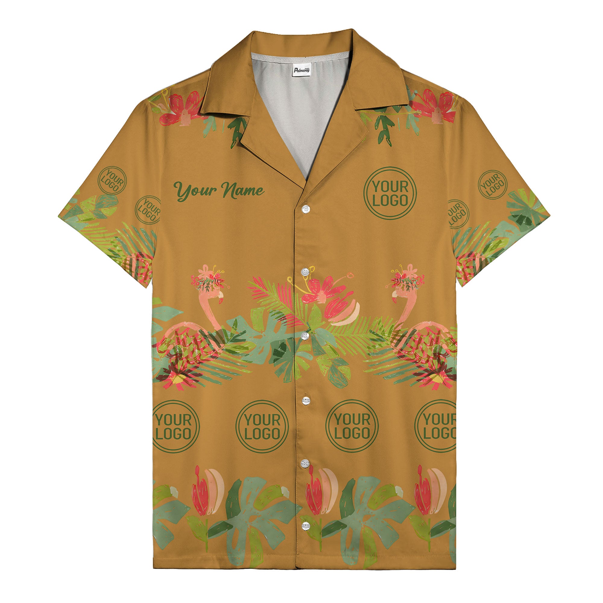 watercolor flamingo palm tropical flowers black hawaiian shirt