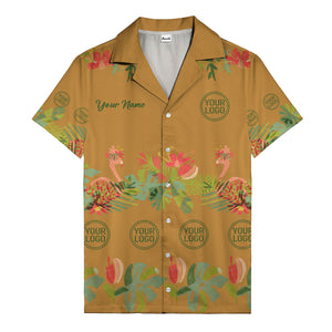 watercolor flamingo palm tropical flowers black hawaiian shirt