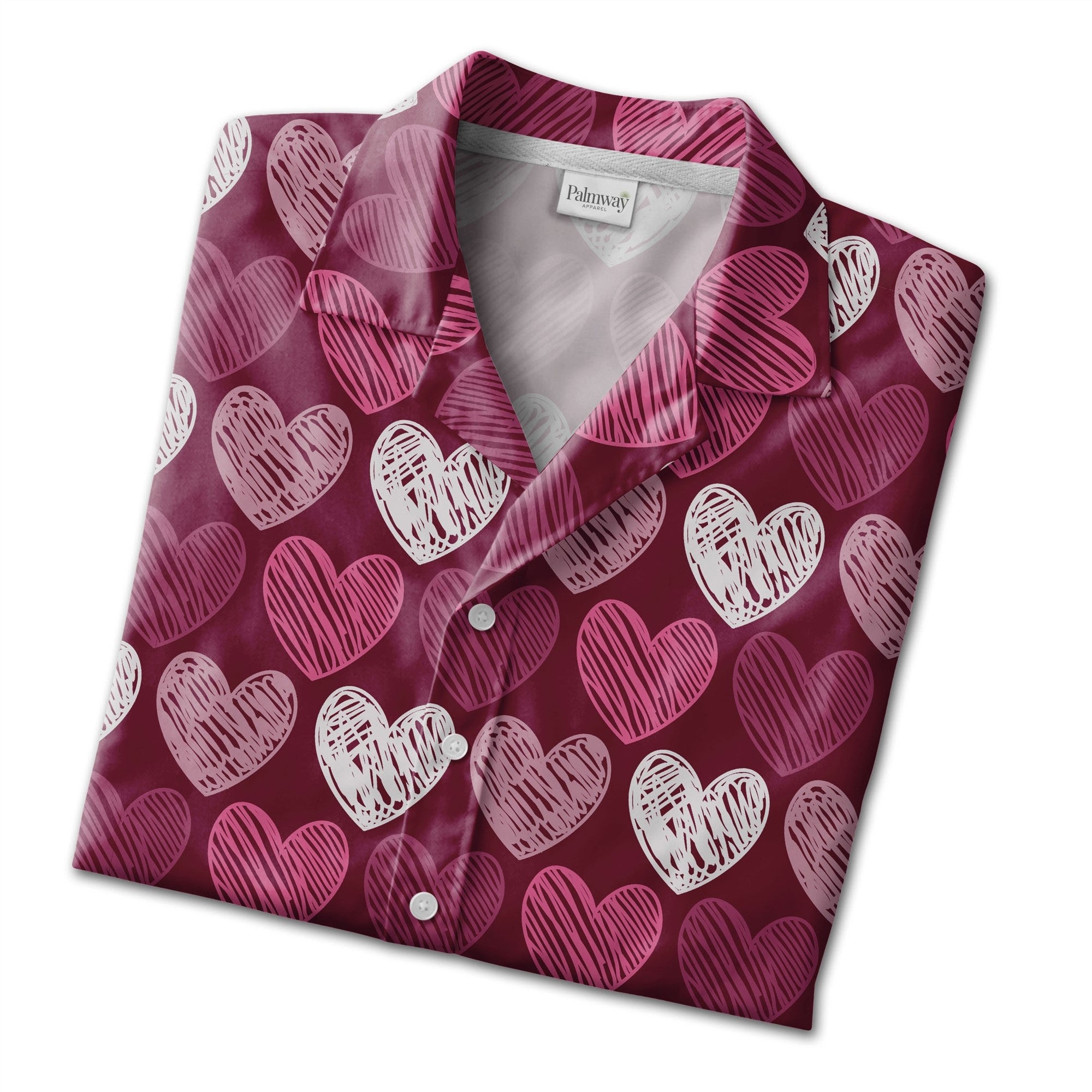 Watercolor Hearts Hawaiian Shirt with Polka Dots Gems and Cookie Shapes