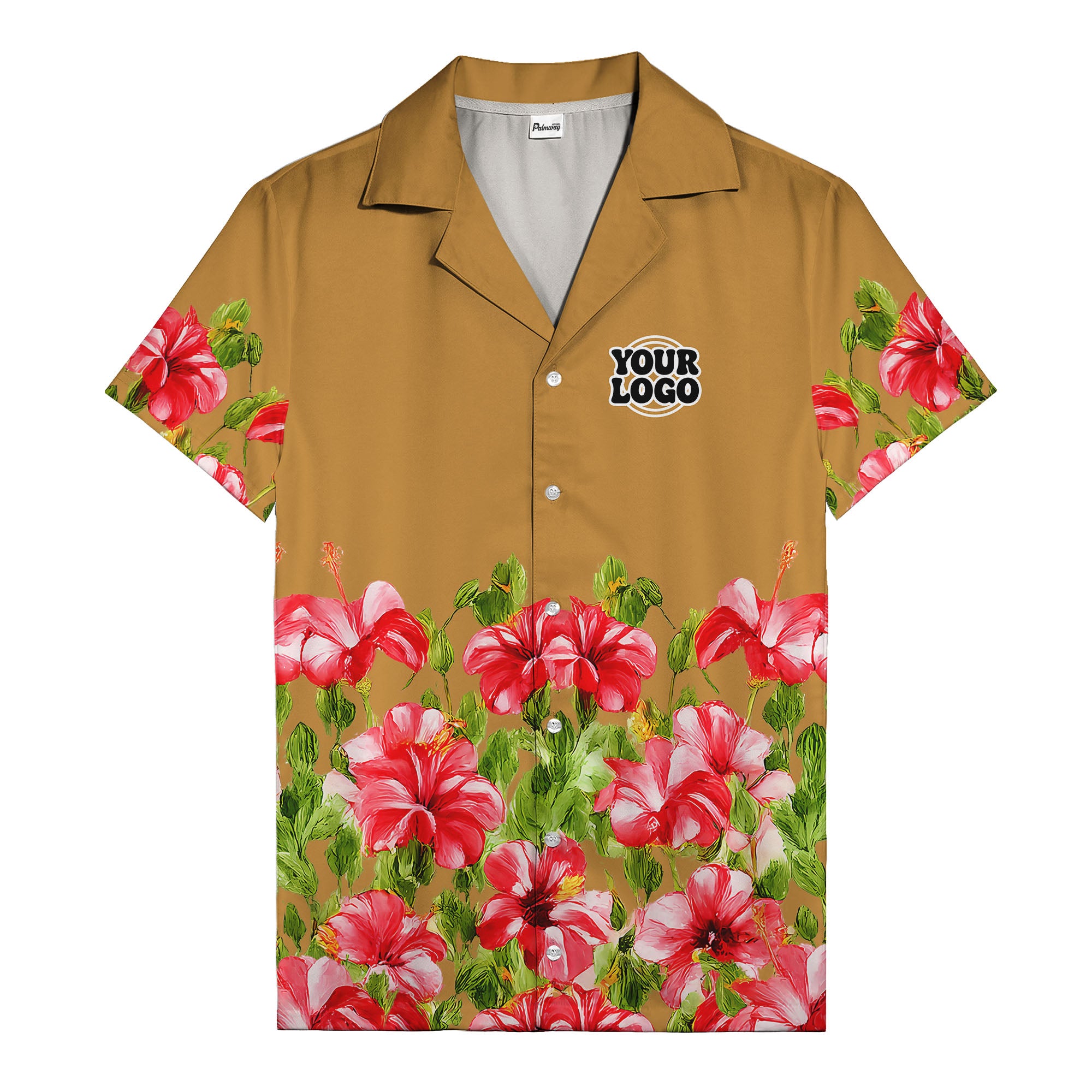 watercolor hibiscus & leaf aloha hawaiian shirt for men