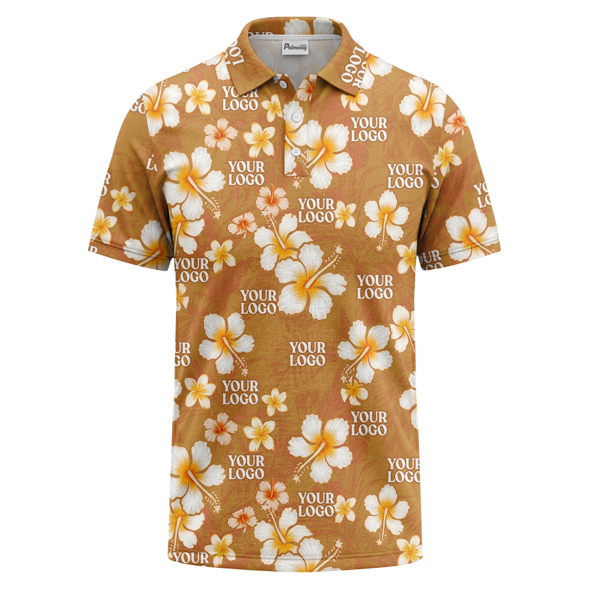 watercolor hibiscus & plumeria black aloha polo shirt for men