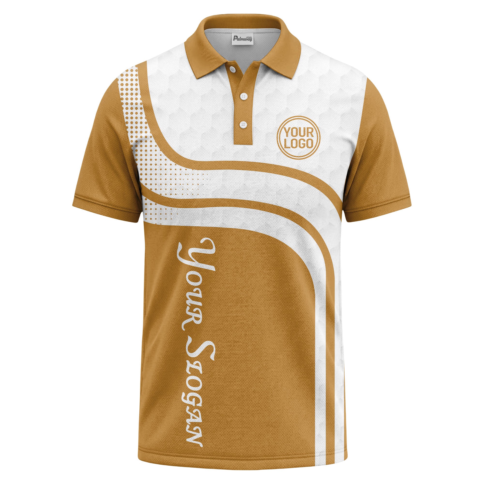 wave hexagon graphic golf polo shirt with custom logo