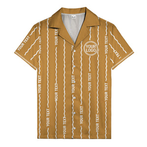 wavy line personalized hawaiian shirt with custom text & logo