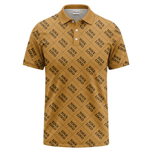 your logo diamond grid monochrome custom polo shirt for men