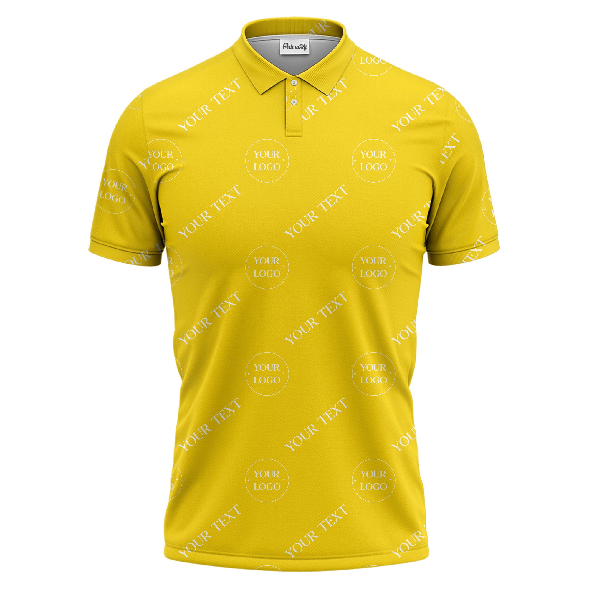 your name & logo repeat pattern black polo shirt for men