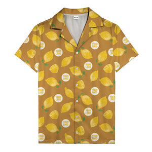 zesty lemon watercolor lemon slices & leaf hawaiian shirt