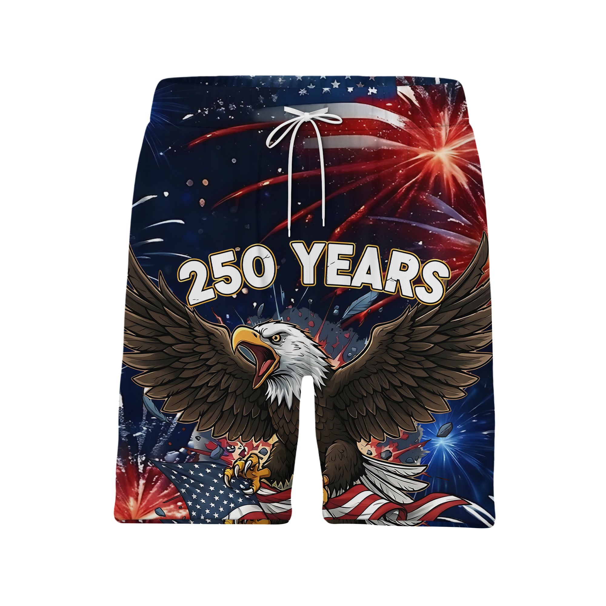 4th of July Bald Eagle Hawaiian Shirt - Stars & Fireworks American Flag Celebration
