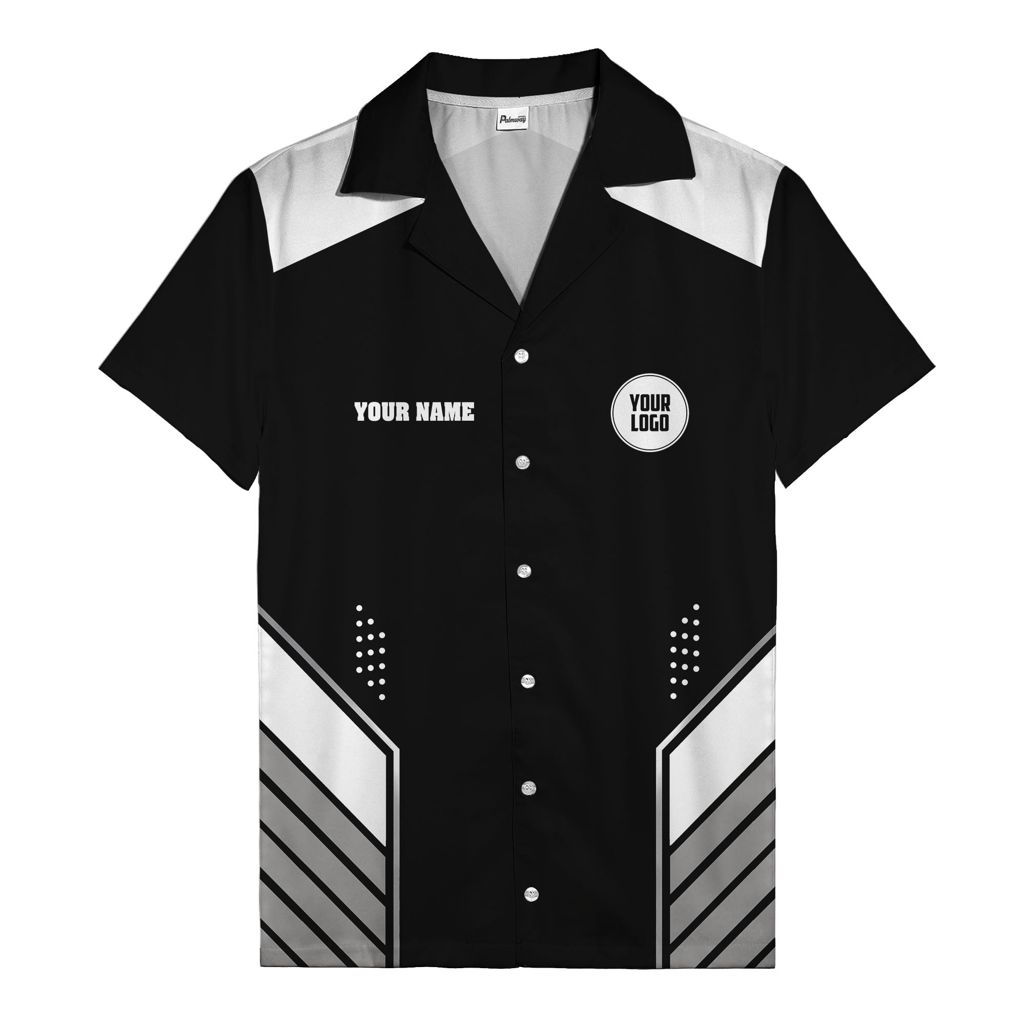 abstract black geometric dots & lines modern art hawaiian shirt for men