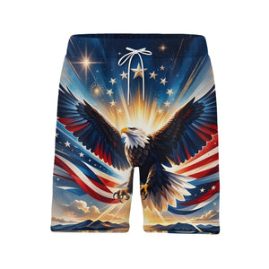 American Eagle Stars & Stripes Hawaiian Shirt - Sunburst Mountain Graphic Tee
