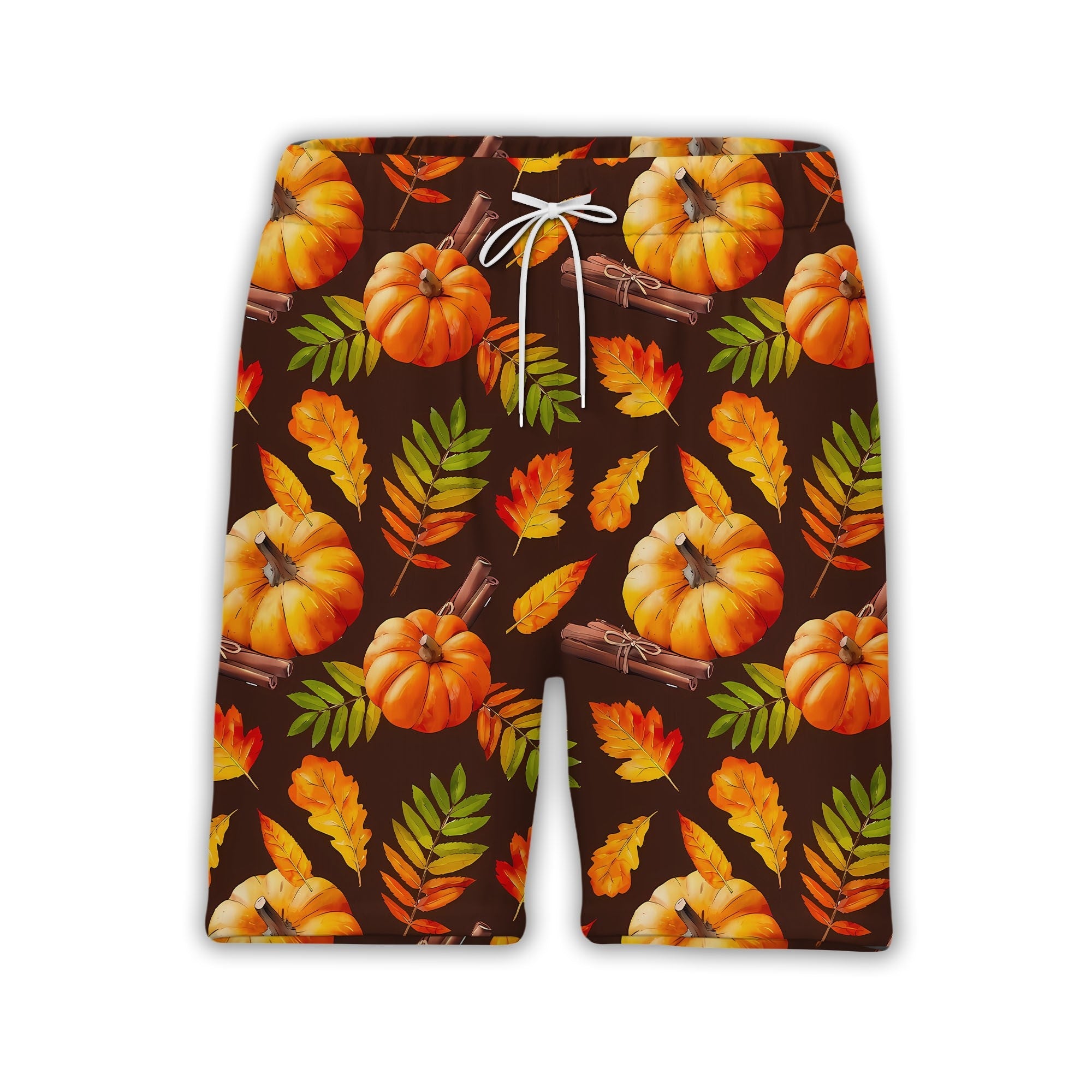 Autumn Harvest Pumpkin Hawaiian Shirt with Cinnamon on Brown