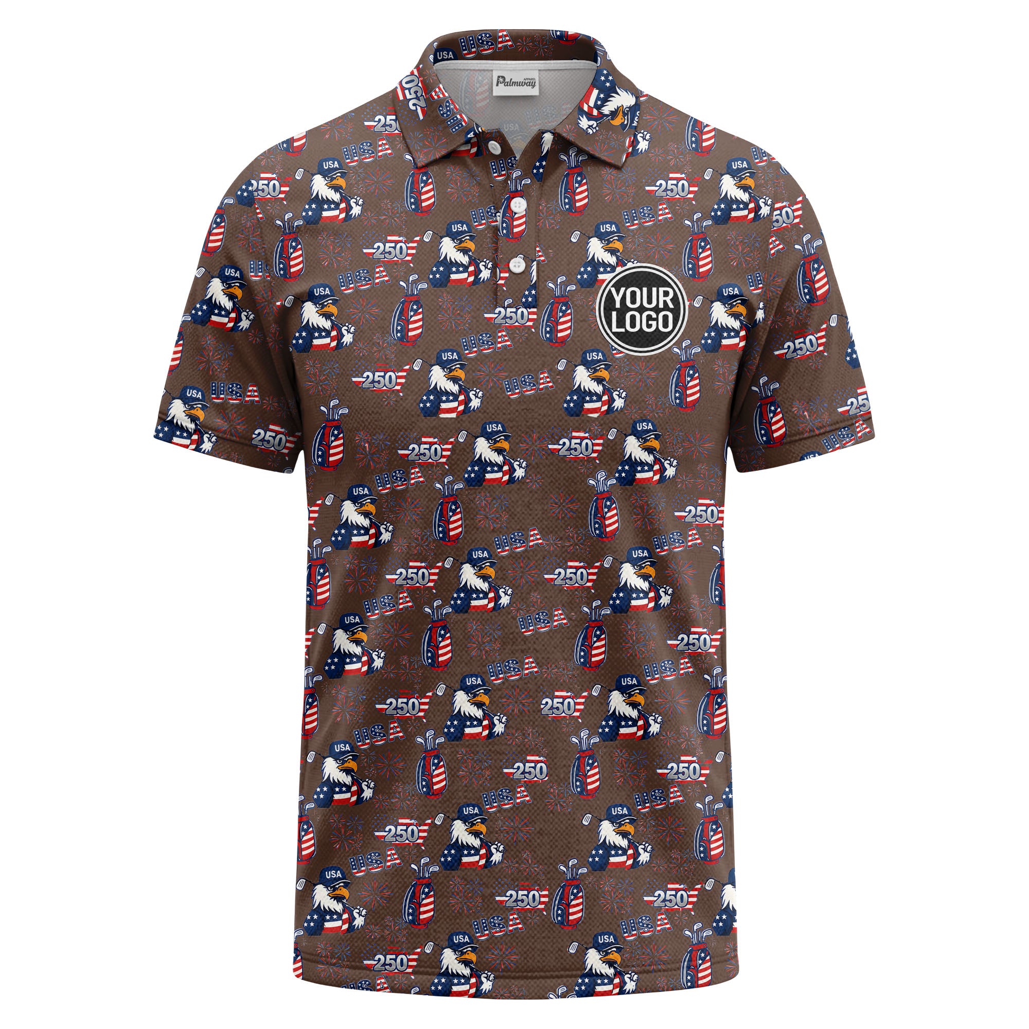 bald eagles golf bags fireworks patriotic polo shirt for men