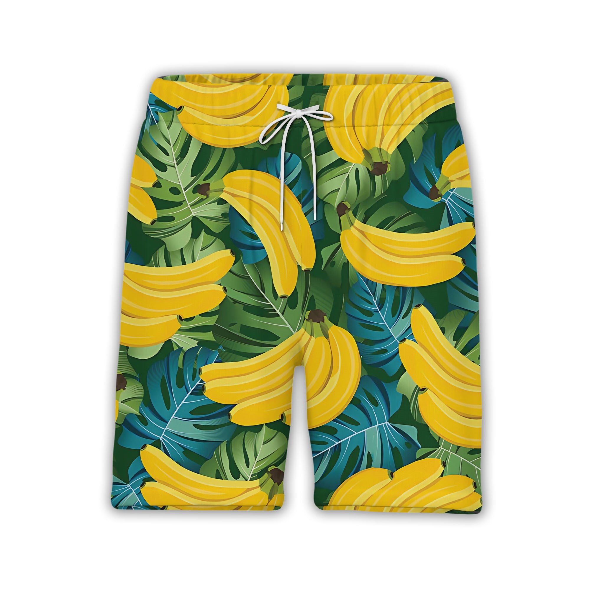 Banana Hawaiian Shirt on Dense Green Monstera Leaf Background