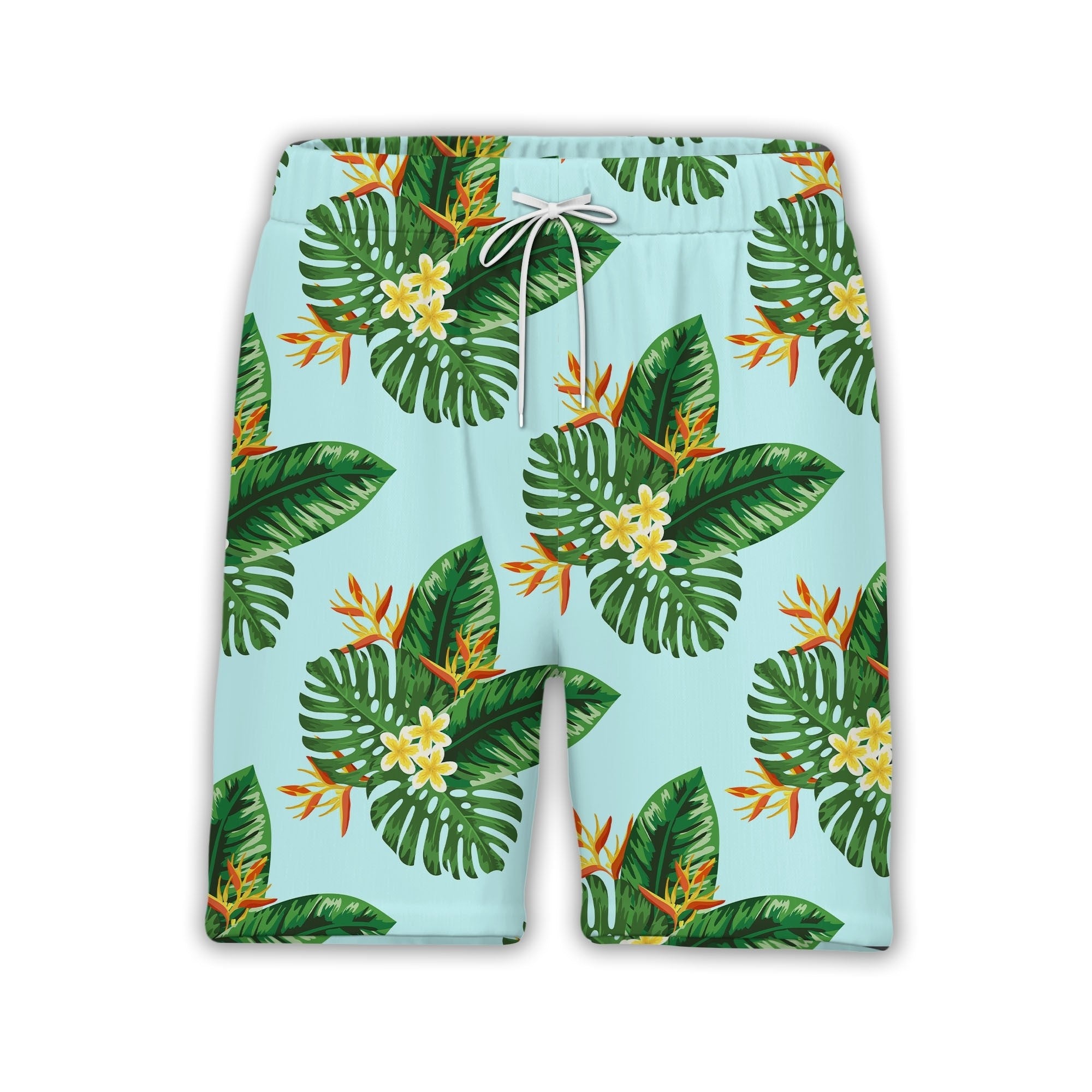 Black Elegant Monstera Hawaiian Shirt with Lime Green Mint Gradient Leaves