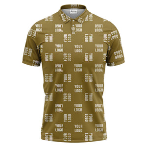 black repeat custom logo text pattern polo shirt for men