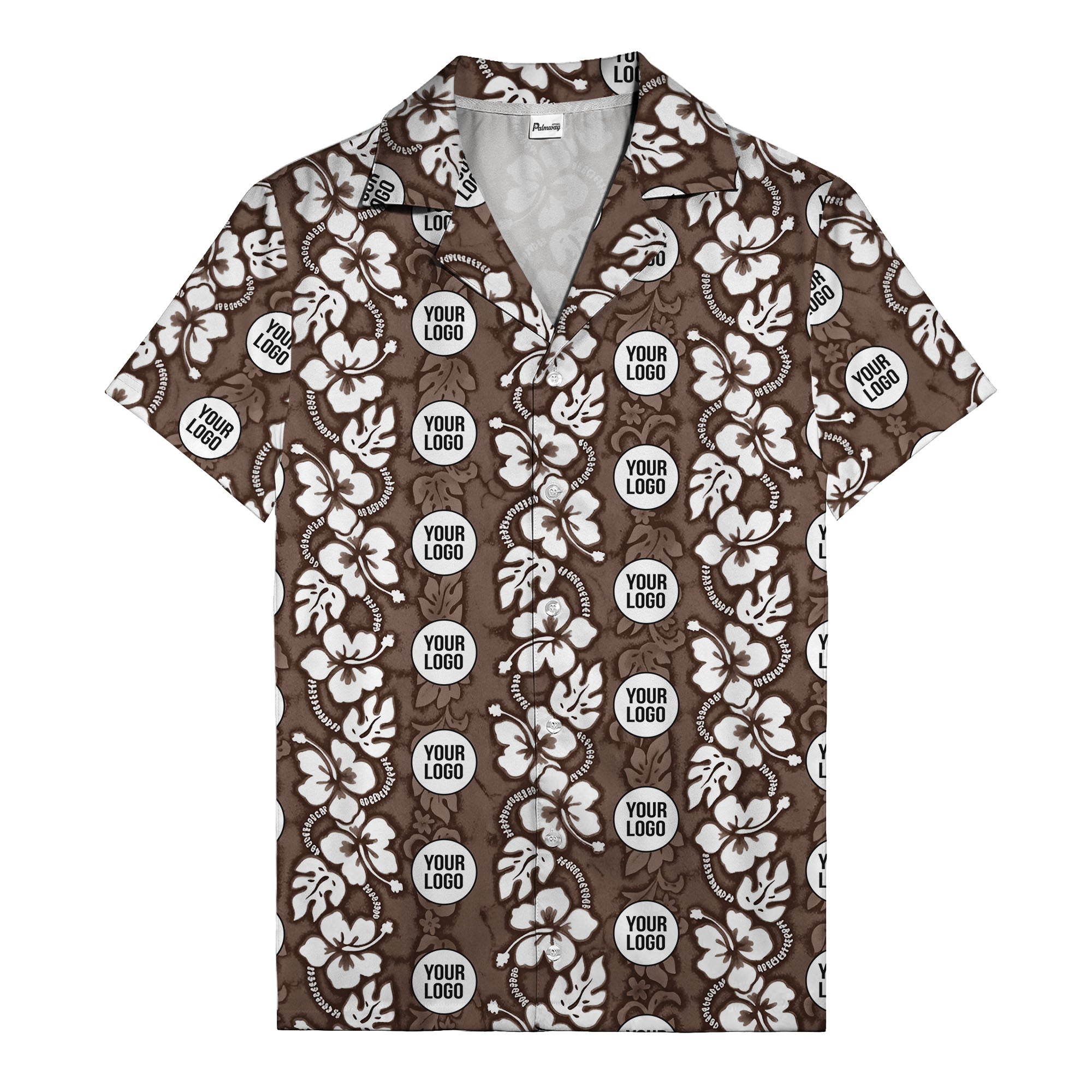 black & white hibiscus monstera custom logo hawaiian shirt for men