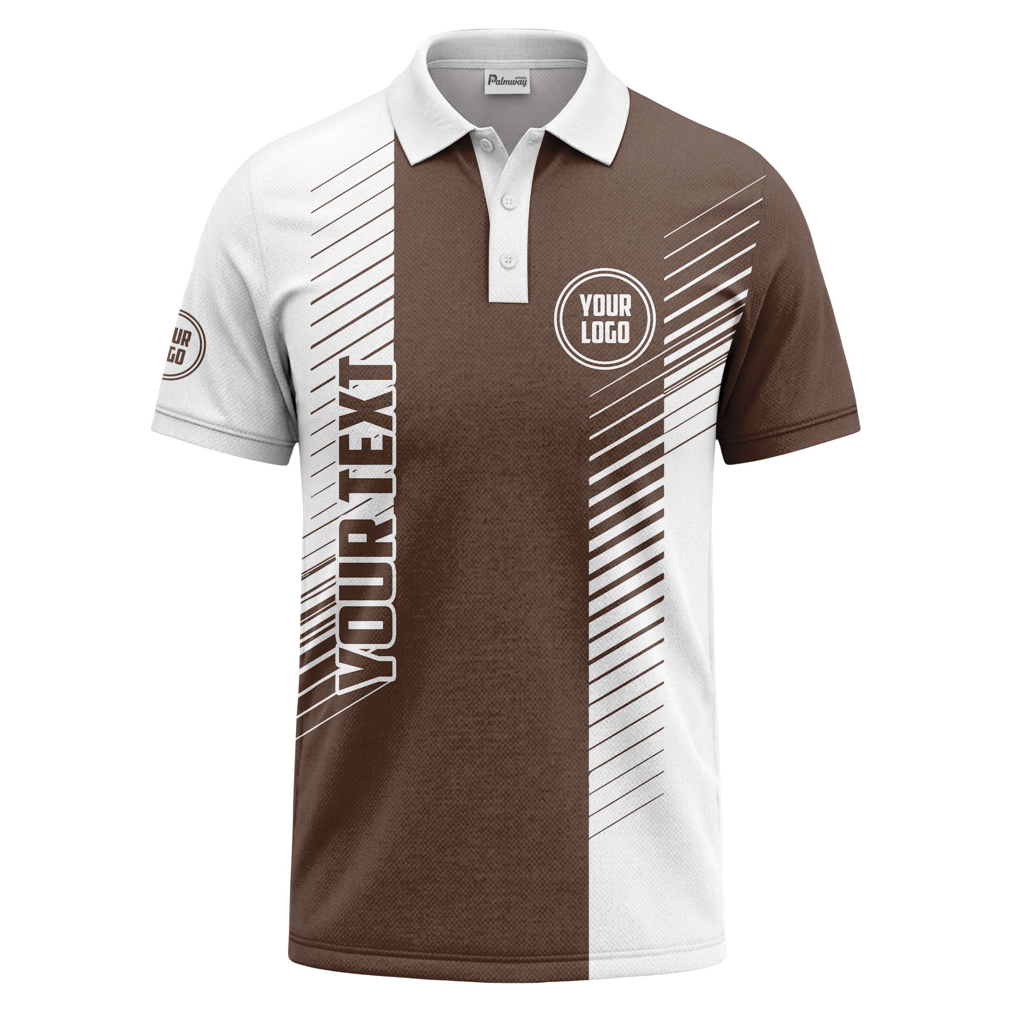 bold diagonal black & white stripes custom logo polo shirt