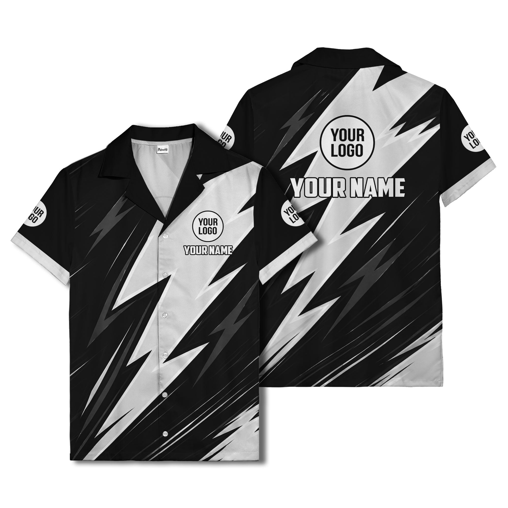 bold lightning bolt repeat pattern personalized hawaiian shirt for men