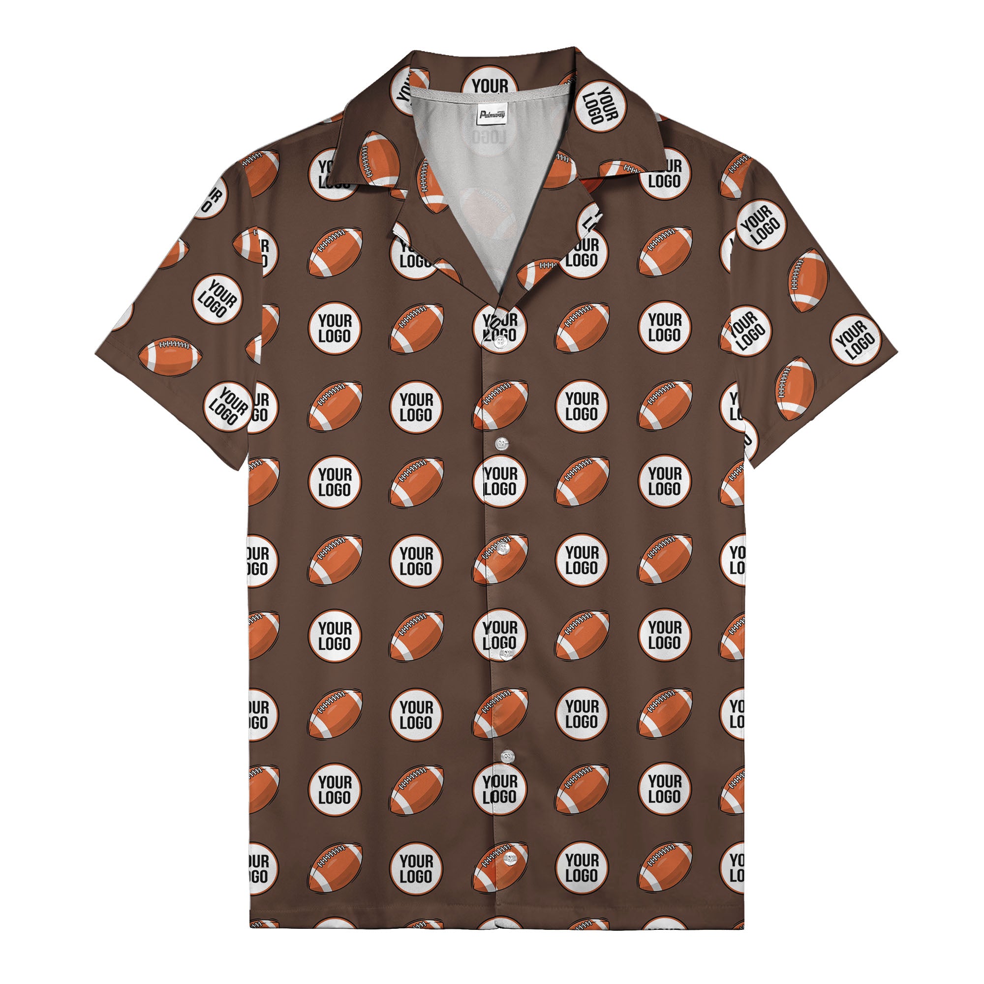 cartoon football field custom logo pattern black hawaiian shirt for men