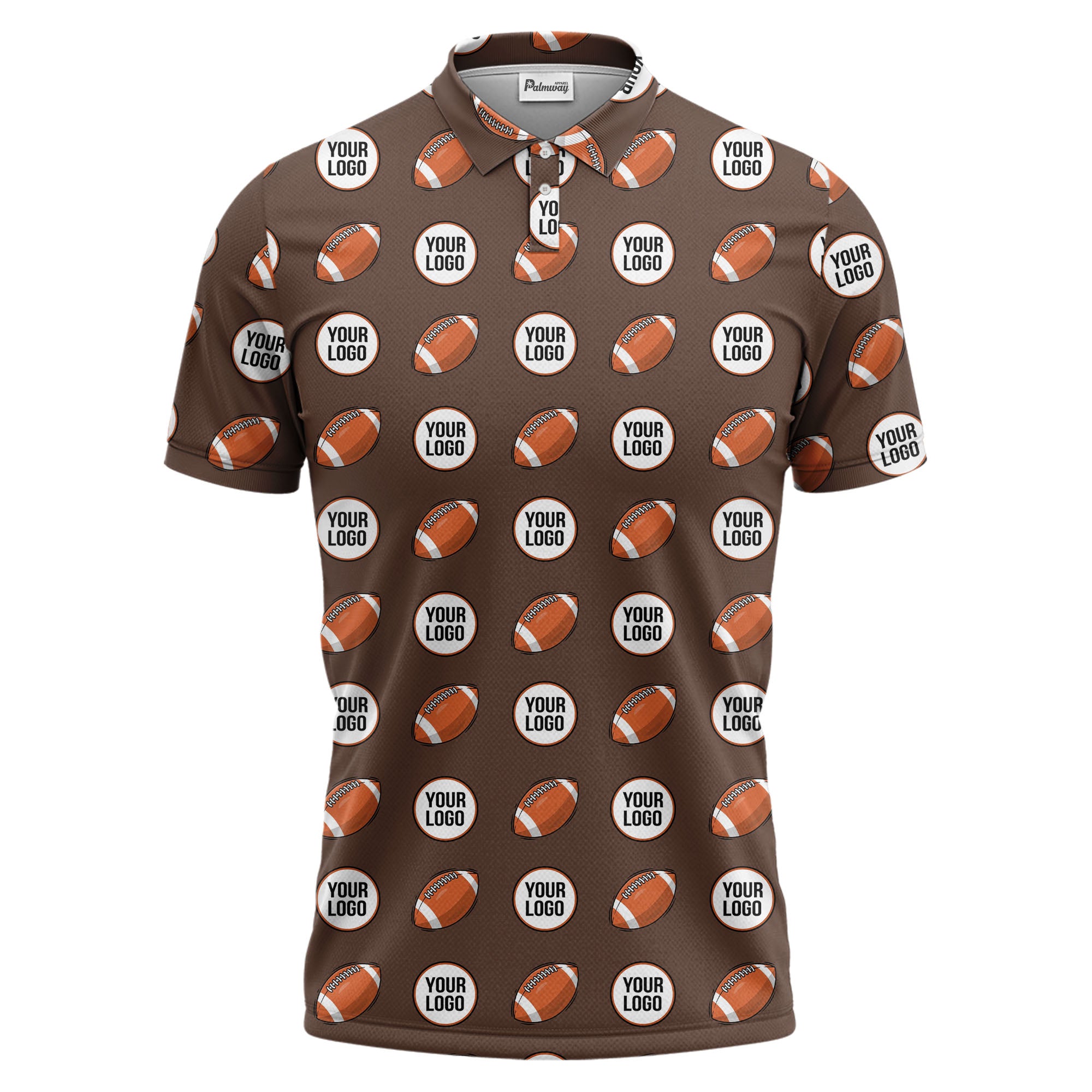 cartoon football logo circle repeat black sports polo shirt for men