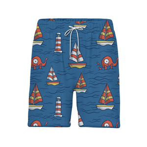 Cartoon Octopus & Lighthouse Nautical Hawaiian Shirt – Ocean Sailing Adventure