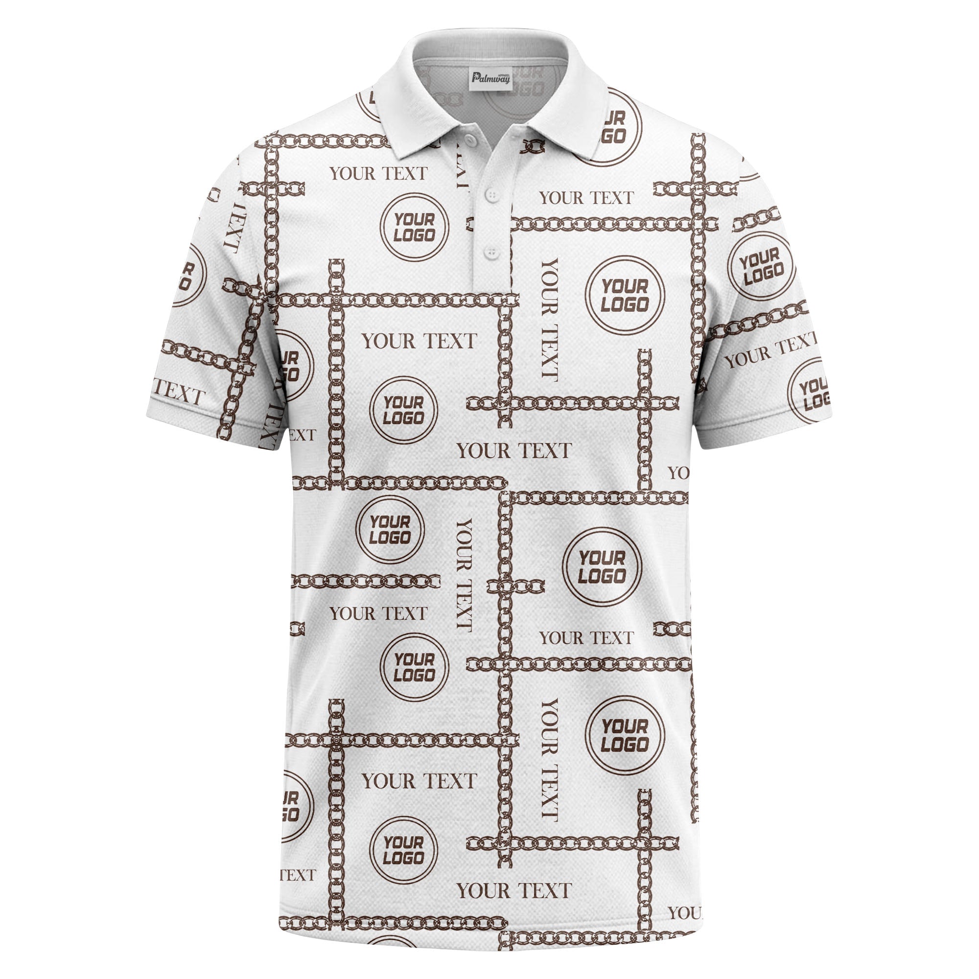chain link grid custom logo monochrome polo shirt for men