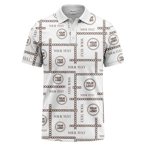 chain link grid custom logo monochrome polo shirt for men