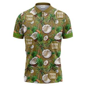 coconut palm trees ice cubes tropical black polo shirt for men