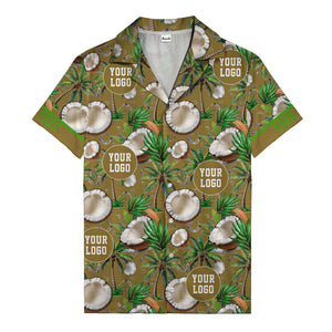 coconut palms & ice cubes on black beach photo hawaiian shirt for men