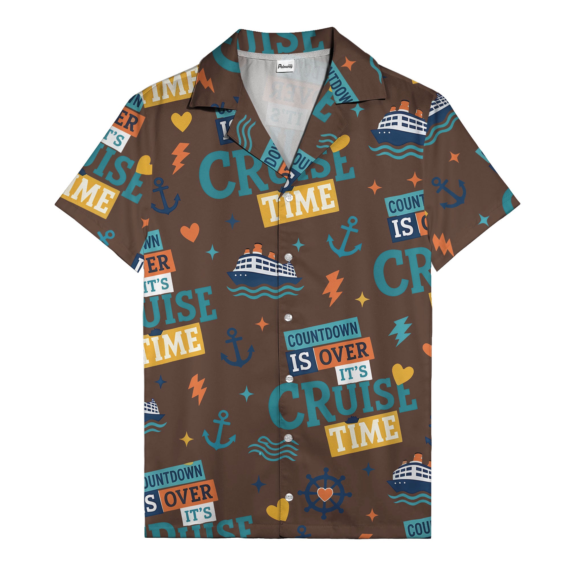 cruise ships & anchors cartoon fun hawaiian shirt for vacation