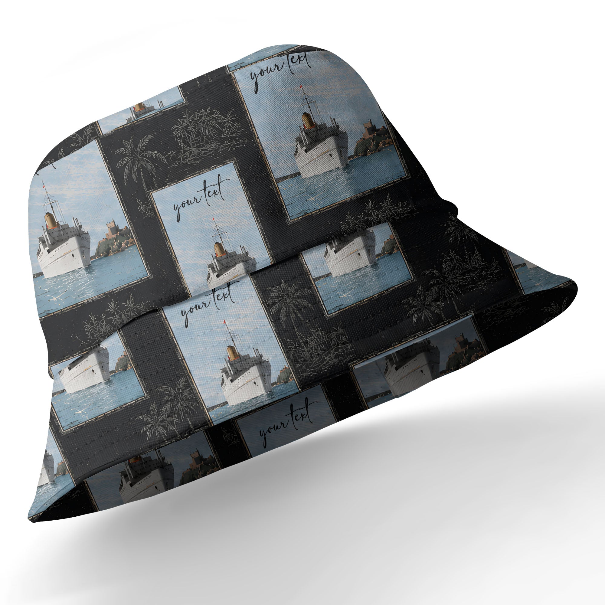 cruise ships & palm tree islands hawaiian shirt for men