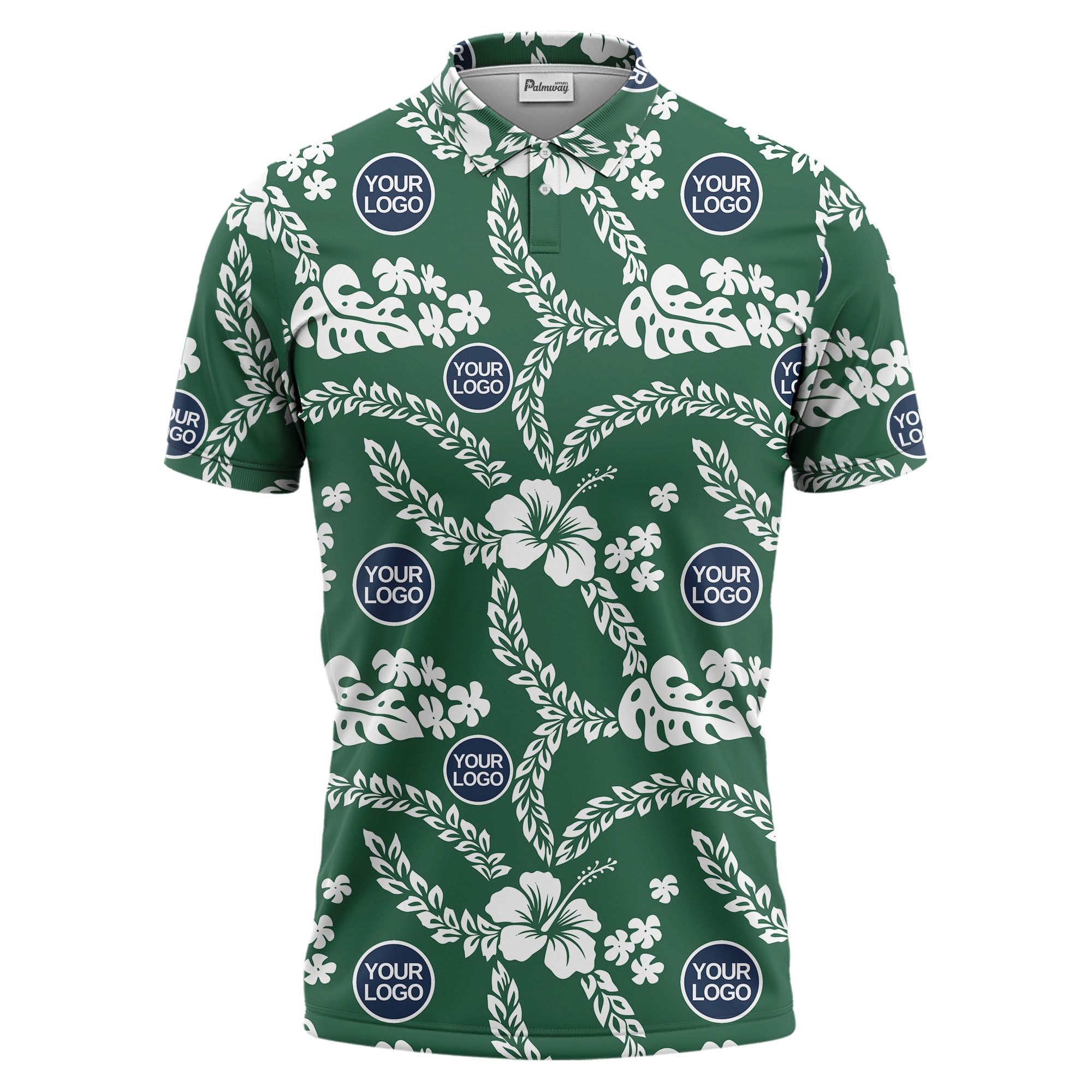 custom color tropical floral polo shirt | hibiscus & monstera leaf all-over print