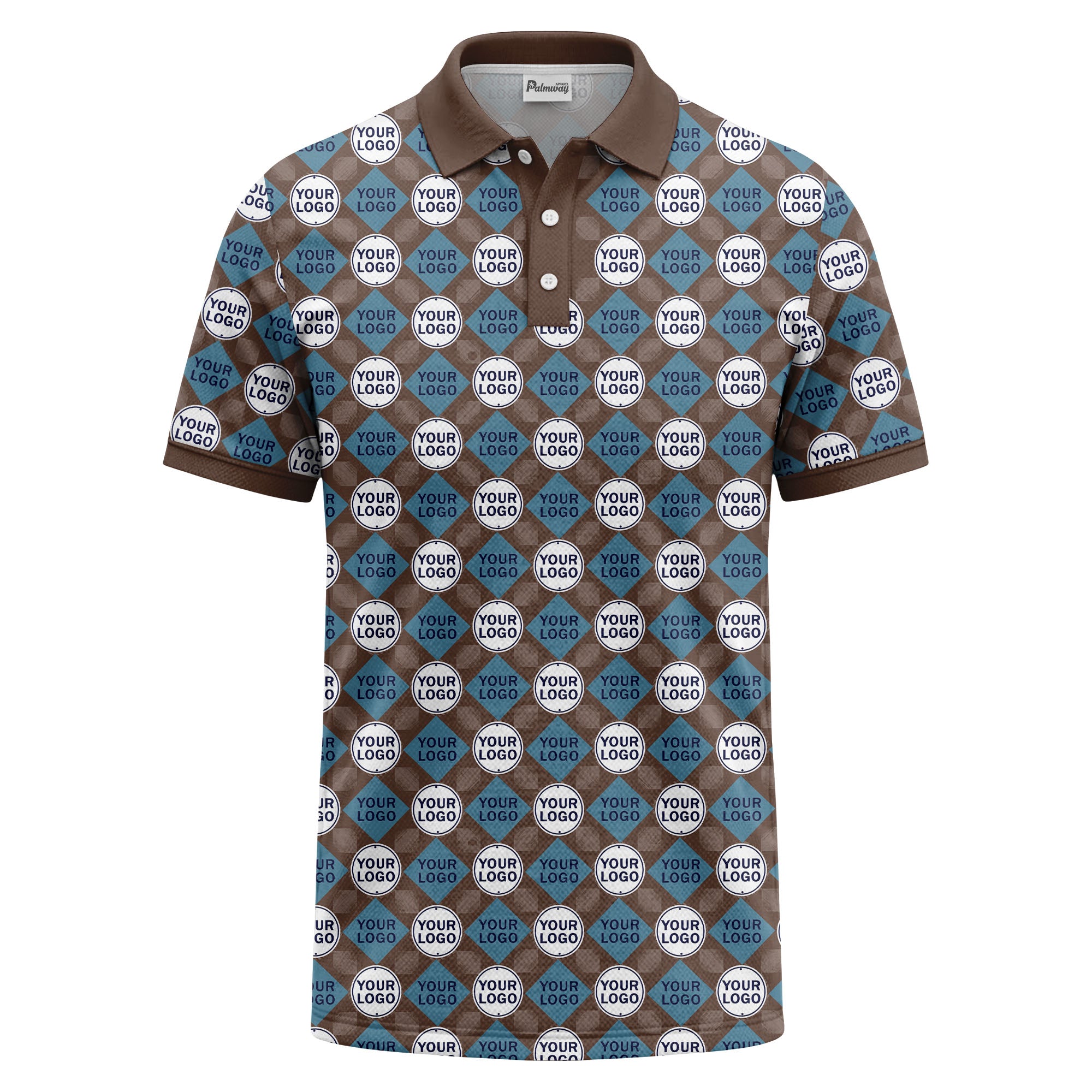 custom diamond grid circular logos polo shirt for men