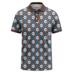 custom diamond grid circular logos polo shirt for men